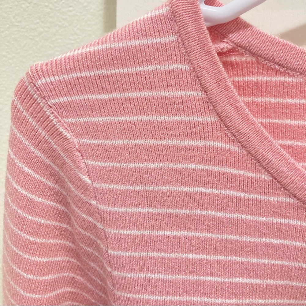 Pink striped cardigan sweater - Picture 3 of 9
